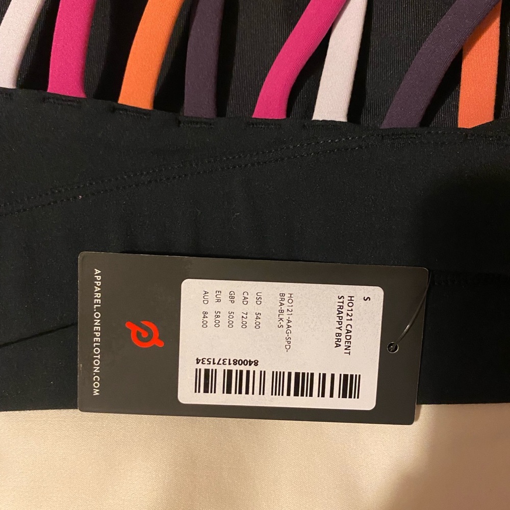Peloton Women's Black Multicolor Logo Sports Bra - Picture 3 of 5